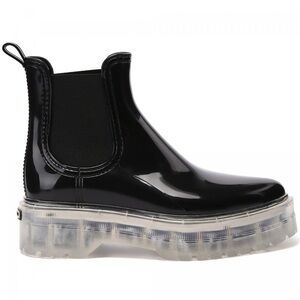 Lemon Jelly Ravyn Black Rubber Rain Boots with Transparent Sole Size 36